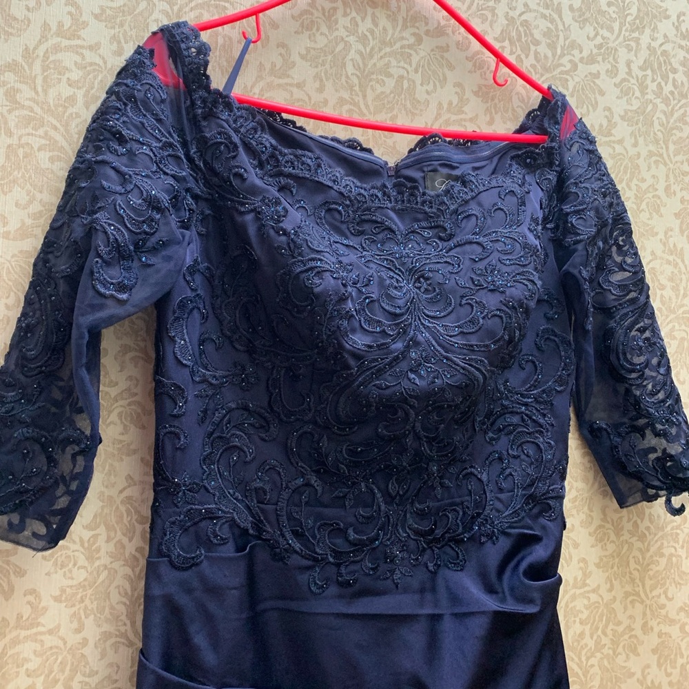 Petites Elegant Navy Lace Dress